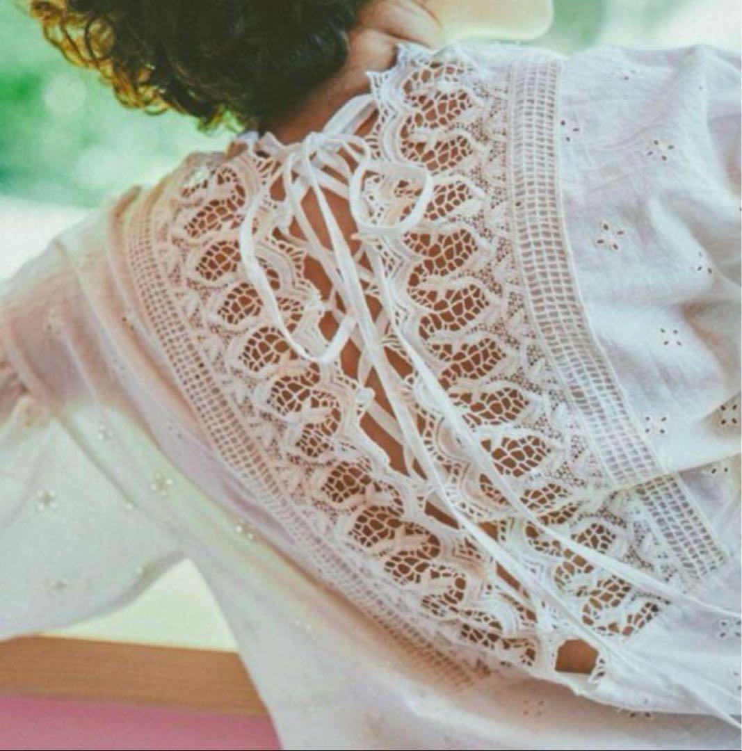 Freada フリーダ インド　バックレースワンピース　刺繍　ロング ホワイト