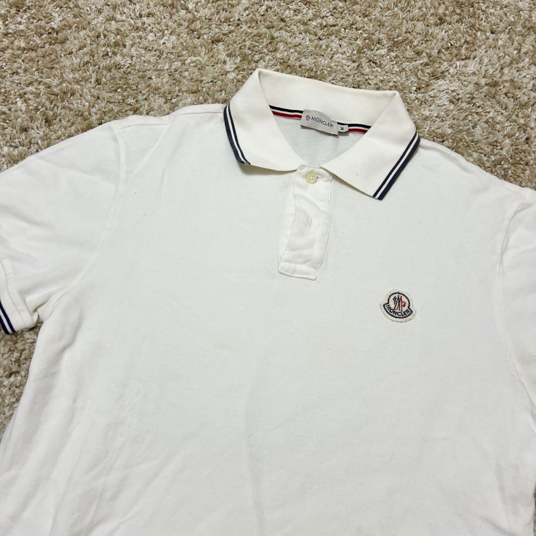 【美品✨️】MONCLER モンクレール ホワイト ポロシャツ トリコロール【M】