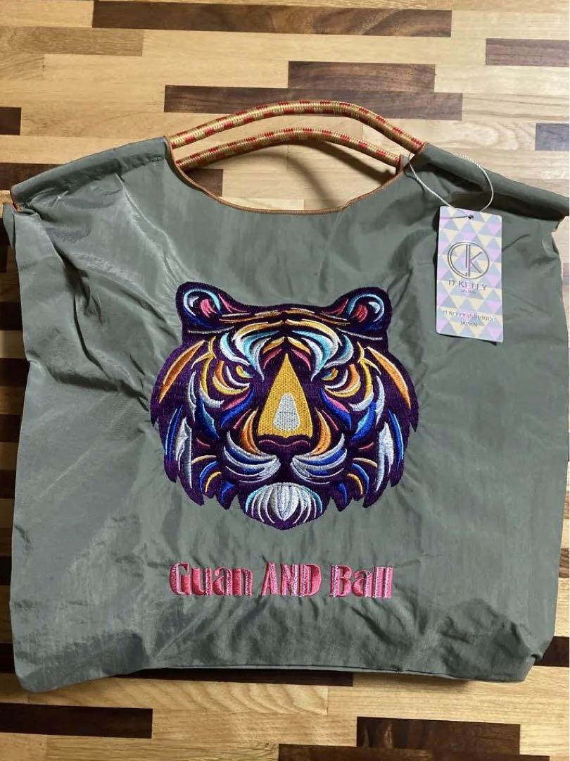 ナイロントートバッグ 刺繍 タイガー 虎 オーク エコバッグ 軽量