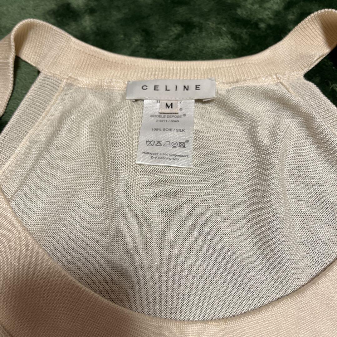 CELINE ノースリーブ タンクトップ M クリーム色 トップス