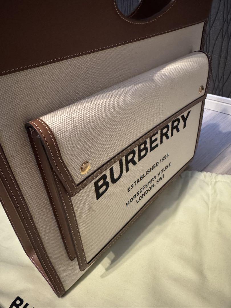 BURBERRY ポケットバッグ　ミディアムショルダーバッグ ホワイト/ブラウン