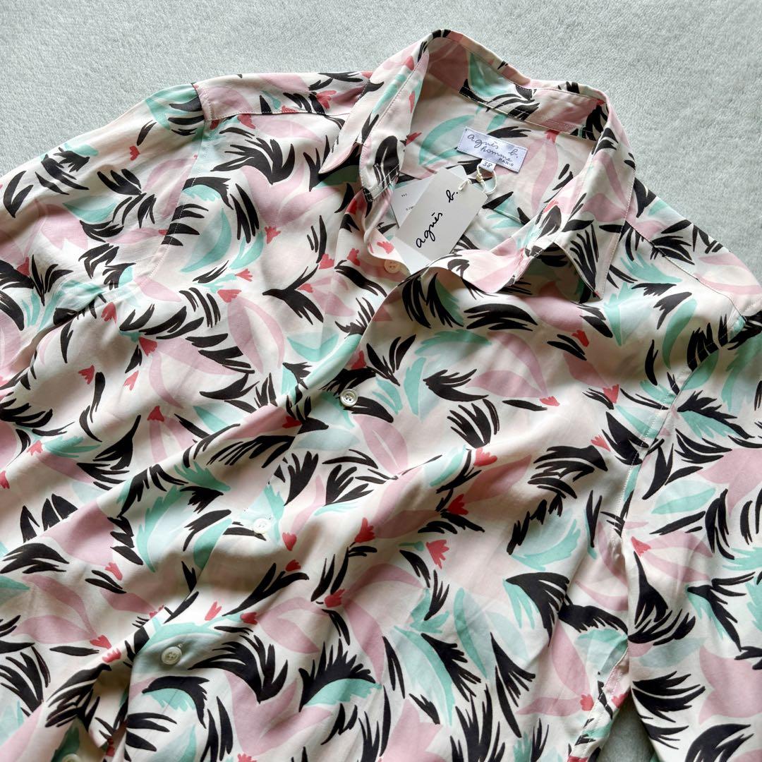 新品 2.5万 agnes b. homme PARIS レーヨンシャツ 総柄