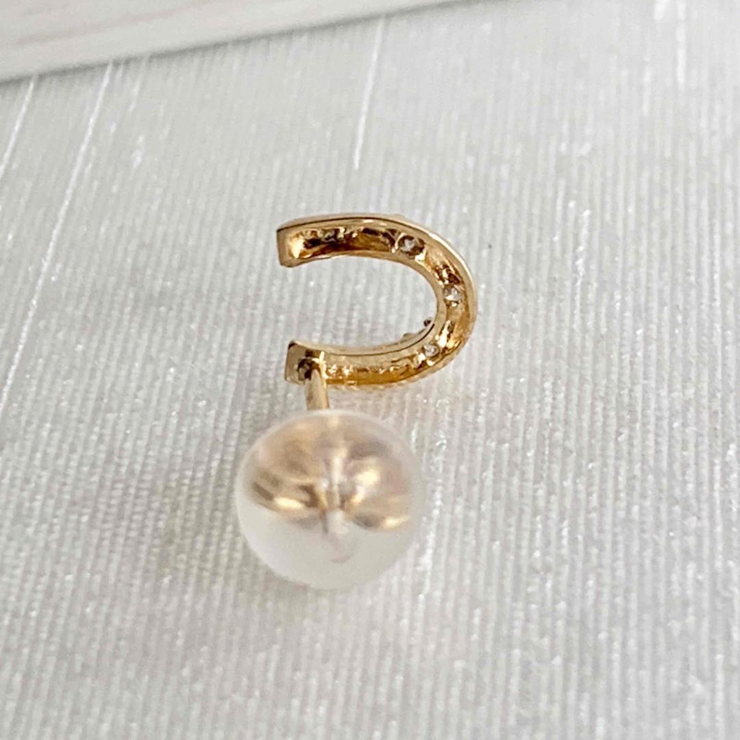 地金＊18金【6×6mmホースシューピアス】天然ダイヤモンド0.02ct 新品！