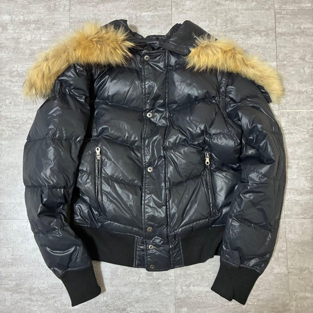 00s y2k フライトジャケット ファー ギャザー ダウンジャケットFREE SIZE・PLUS ONE