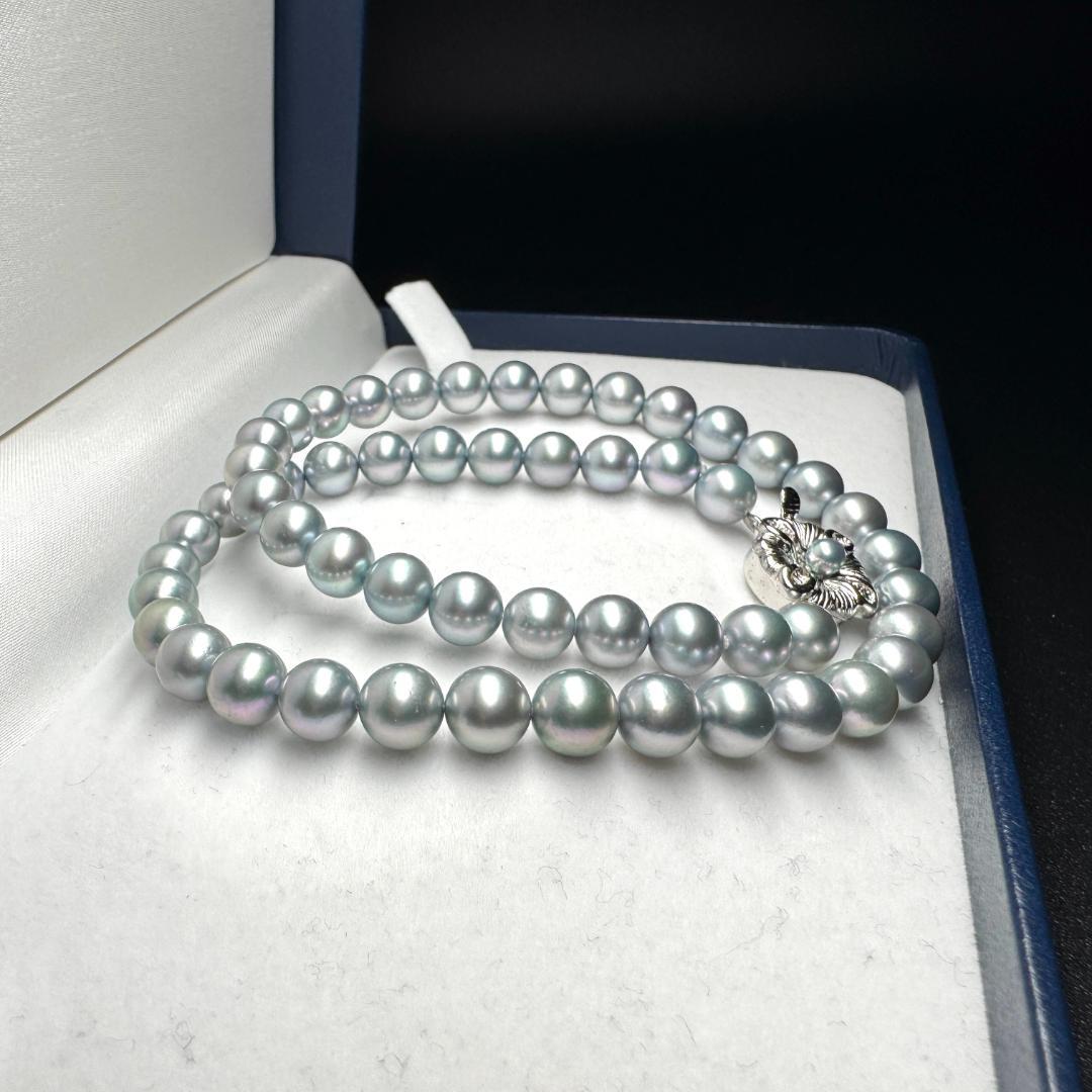 ブルーグレー✨ あこや真珠 パール ネックレス 約7.0-7.5mm SV留め具 ブルーグレー✨ あこや真珠 パール ネックレス 約7.0-7.5mm SV留め具