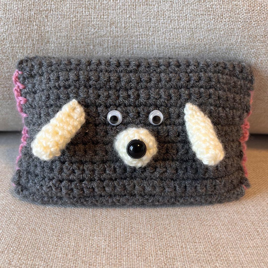 ティッシュケース ハンドメイド 犬小物 かぎ編み ポケット