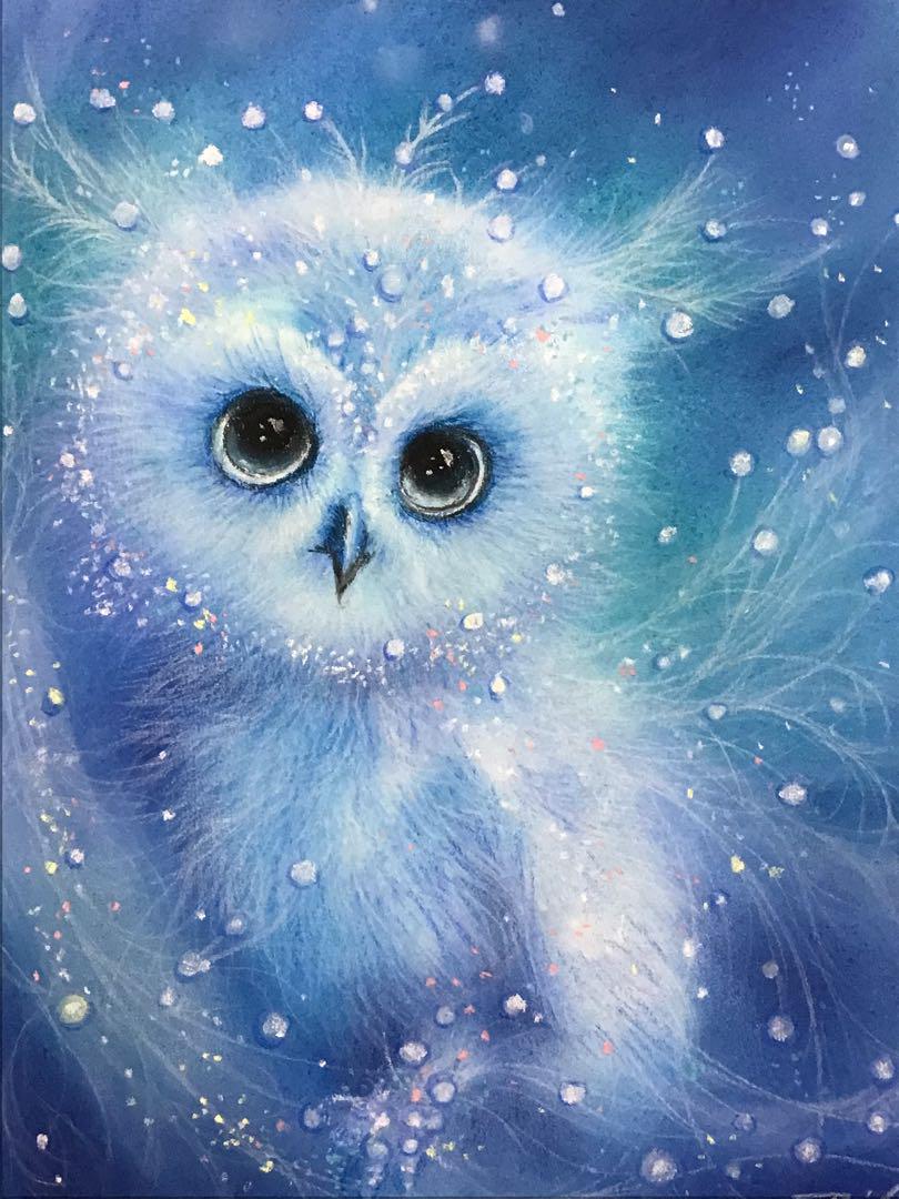 jewelry  bird ３　ハンドメイドパステル画　絵画アート原画