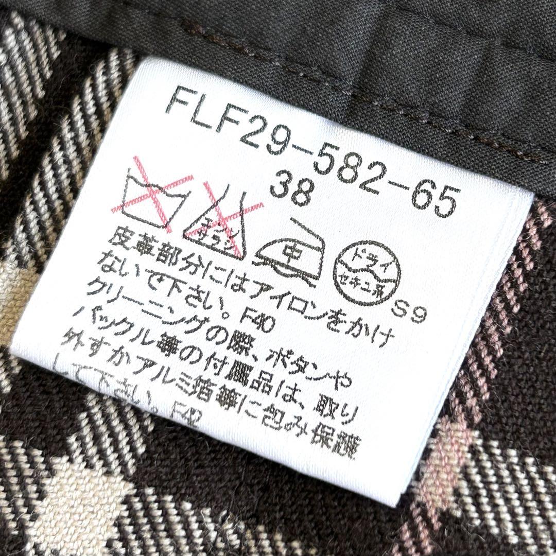 【美品】バーバリーブルーレーベル　プリーツスカート　チェック　牛革ベルト　日本製