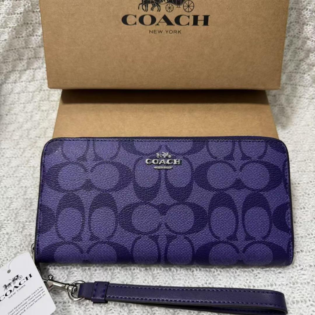 4452 コーチ　長財布　パープルシグネチャー COACH - 4452 コーチ 長財布 パープル シグネチャーの通販 by