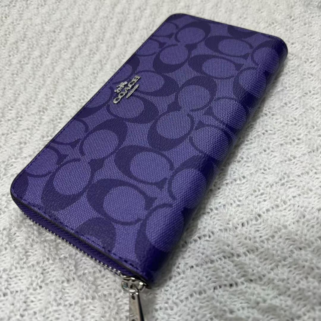 4452 コーチ　長財布　パープルシグネチャー COACH - 4452 コーチ 長財布 パープル シグネチャーの通販 by