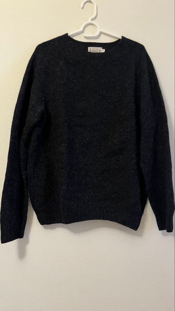 インバーアラン シェットランドウール セーター サイズ40 チャコールグレーL・INVERALLAN