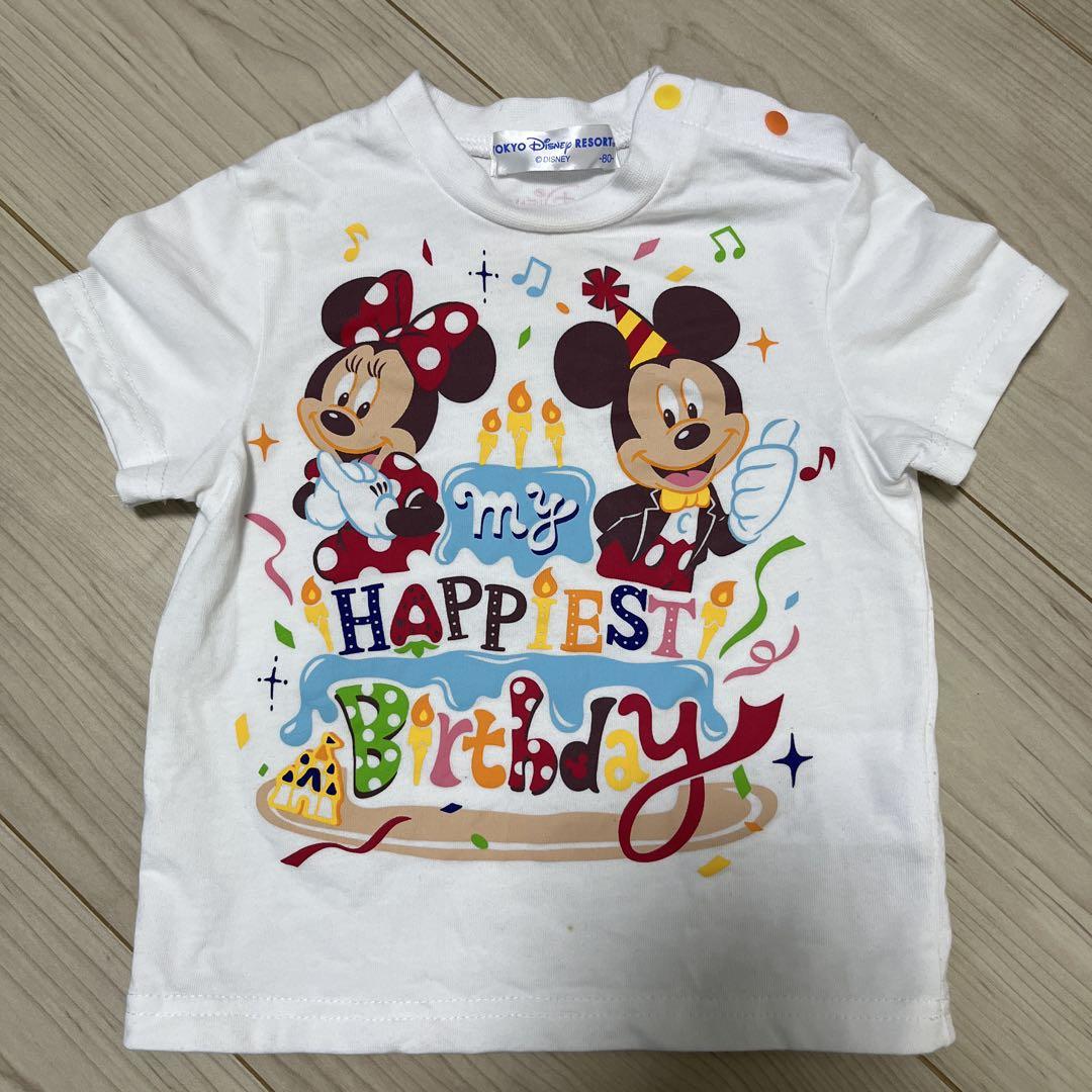 東京ディズニーリゾート ミッキー ミニー誕生日Tシャツ 80cm