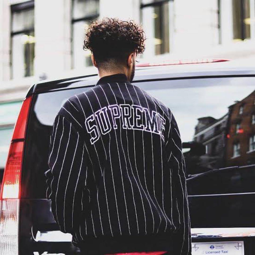 美品 supreme Pinstripe Varsity Jacket 最高