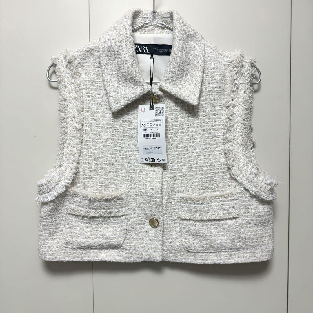 ZARA テクスチャーフレイドベスト - メルカリ