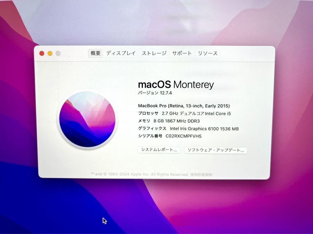 美品MacBook Pro (Retina,13-inch,Early2015)