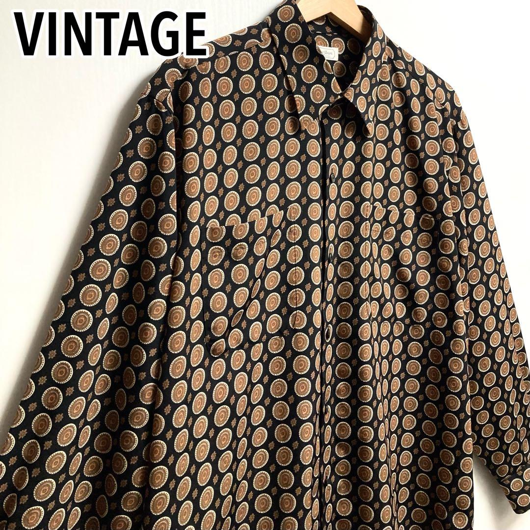 JAPANヴィンテージ！総柄シャツ 小紋柄 雰囲気抜群！古着好きにぜひ！