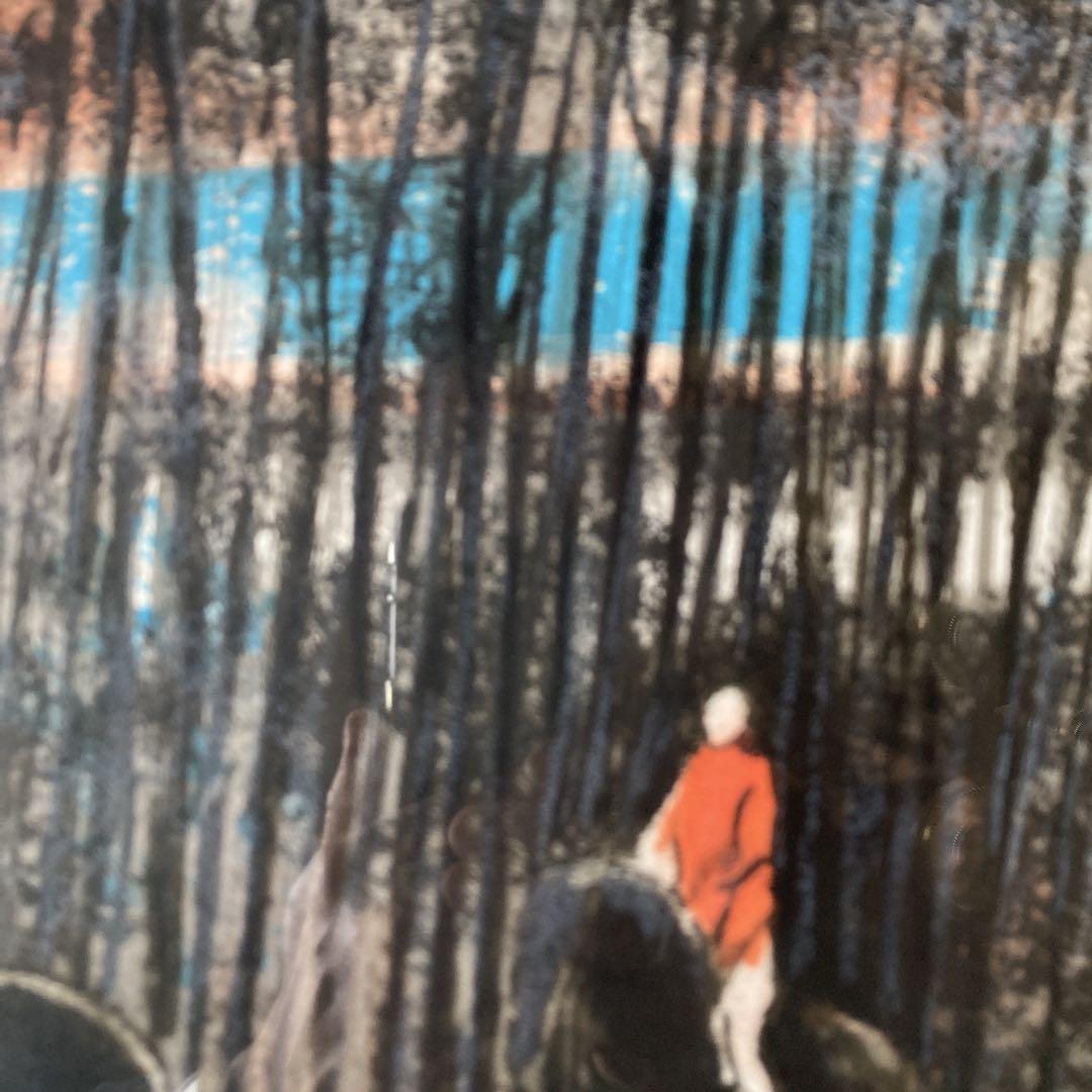 ポールギアマン「夕焼けの乗馬」リト197/200 額69×83 絵40×56cm