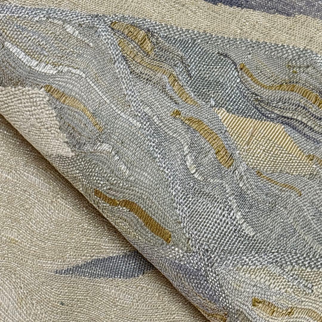 A 8 未使用大太鼓袋帯 金銀糸 ベージュ 幾荷模様 着物帯 正絹 フォーマル A 8 未使用大太鼓袋帯 金銀糸 ベージュ 幾荷模様 着物帯 正絹 フォーマル