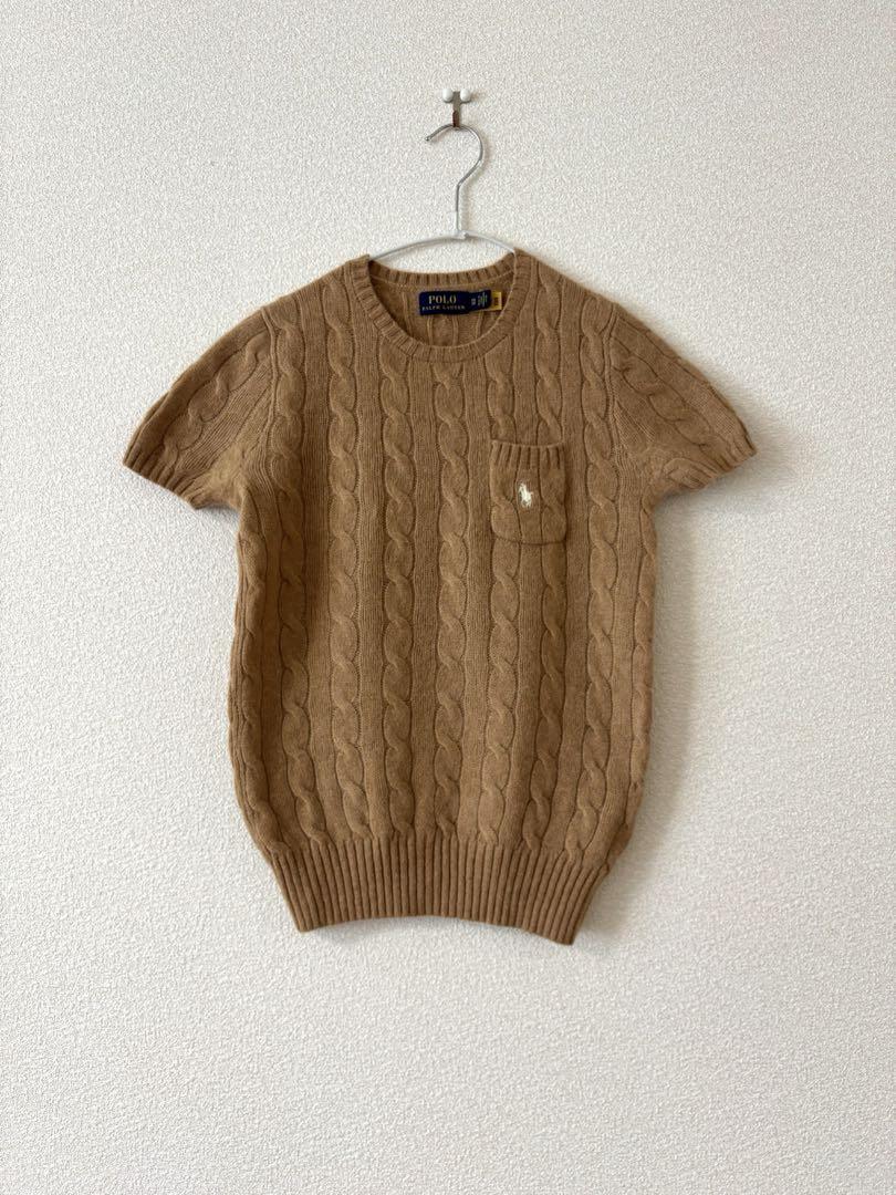 Polo Ralph Lauren ケーブル編み 半袖セーター ベージュ
