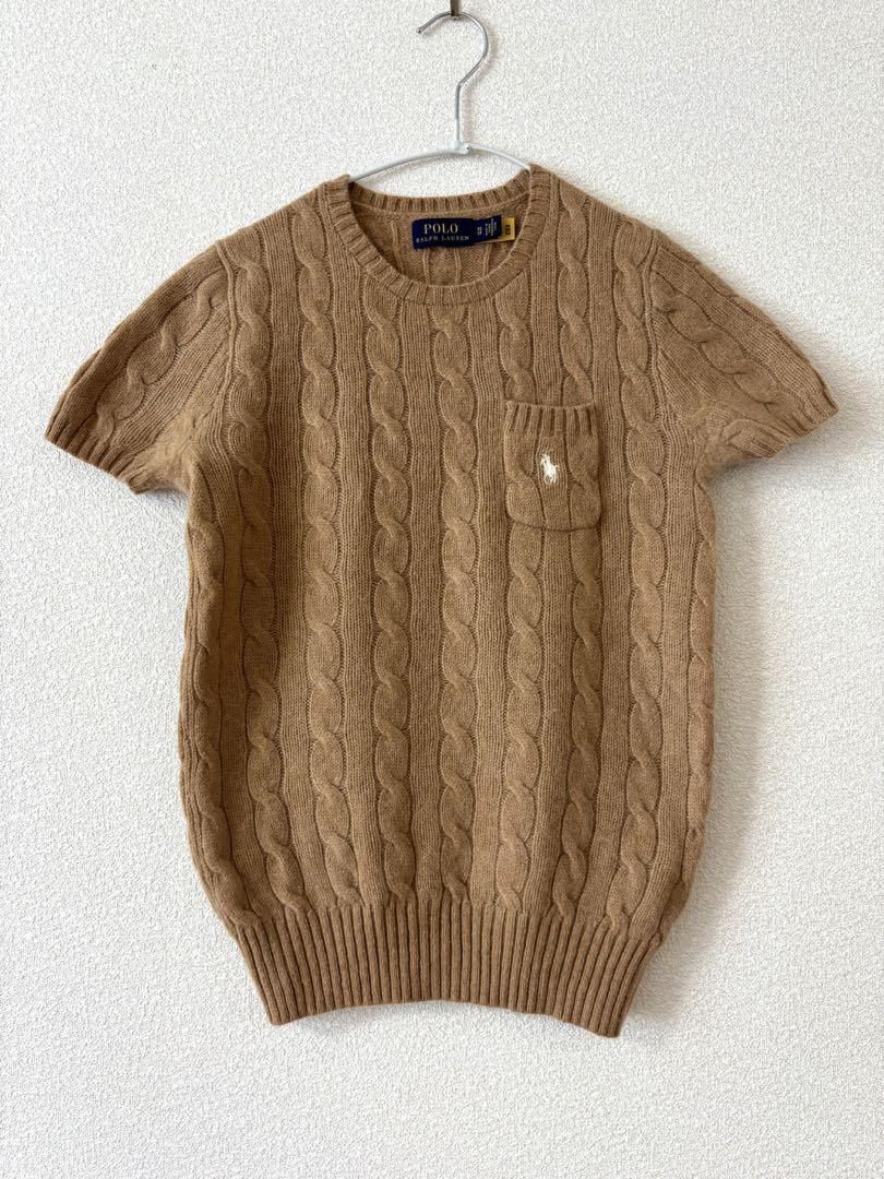 Polo Ralph Lauren ケーブル編み 半袖セーター ベージュ