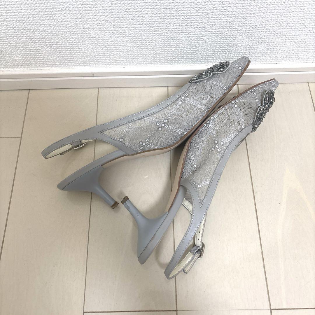 スタッカート パンプス レース ビジュー サンダル