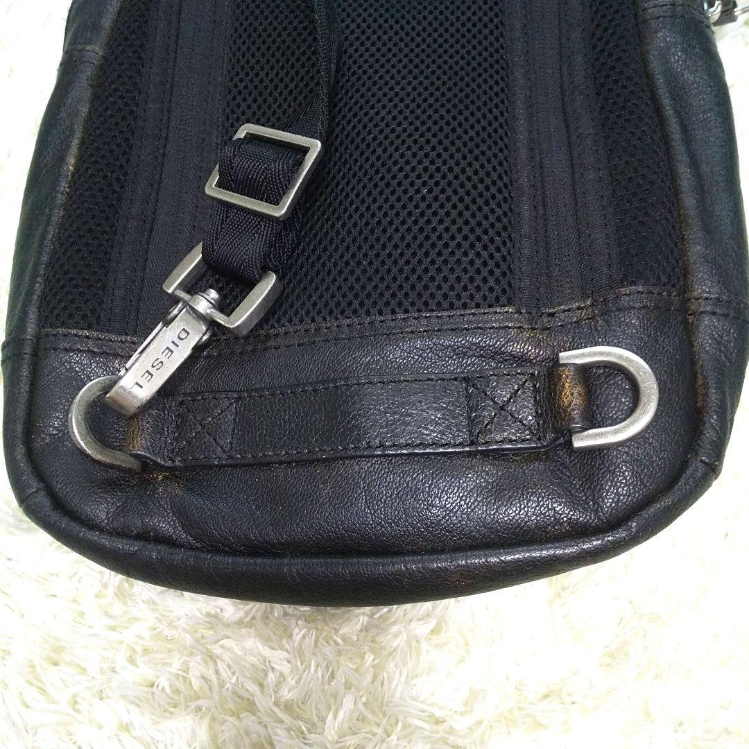 DIESEL ヴィンテージ加工 ボディバック ワンショルダー レザー ブラック