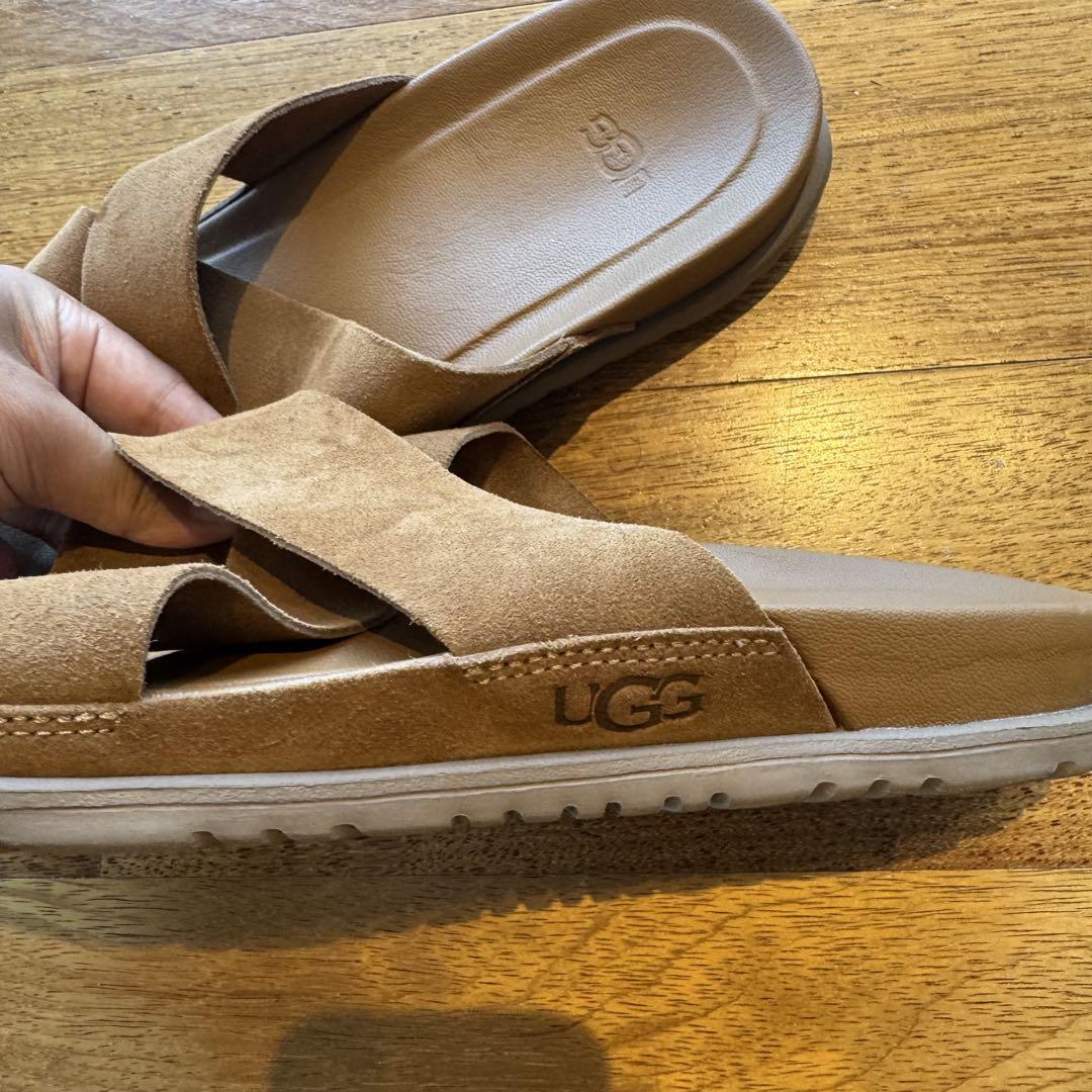 UGG ブラウン レザー クロスストラップサンダル 28cm