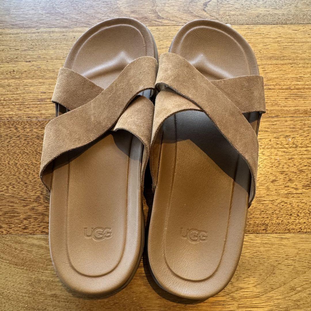 UGG ブラウン レザー クロスストラップサンダル 28cm