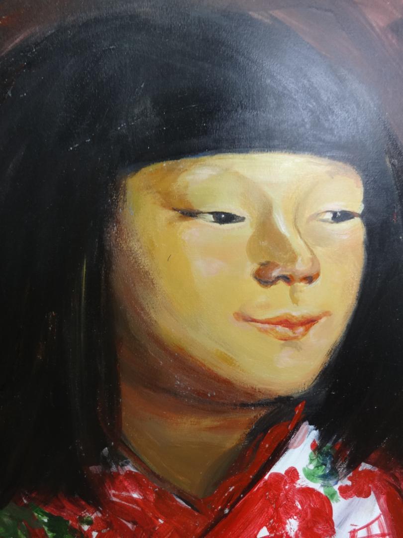 岸田劉生 麗子微笑 1923年頃　肉筆油彩画　紙本著色・額装 岸田劉生 麗子微笑 1923年頃 肉筆油彩画 紙本著色・額装 - メルカリ