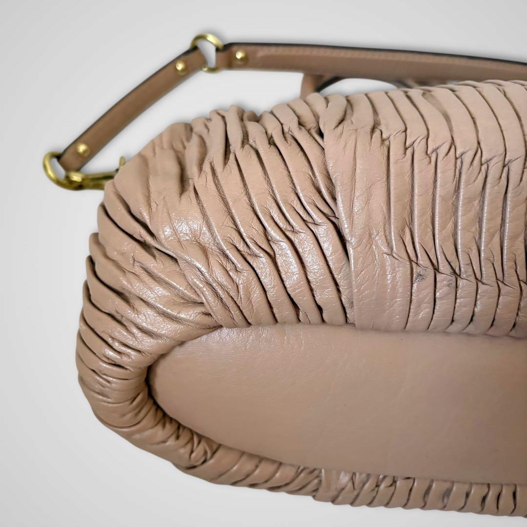 極美品 COACH コーチ マディソンギャザードレザー　バッグ ベージュ