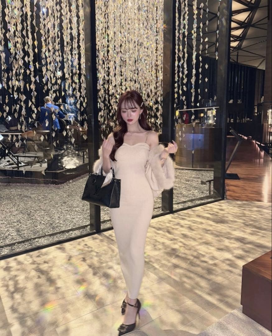 ファーポンチョカーデ×チェーンワンピset SIZE