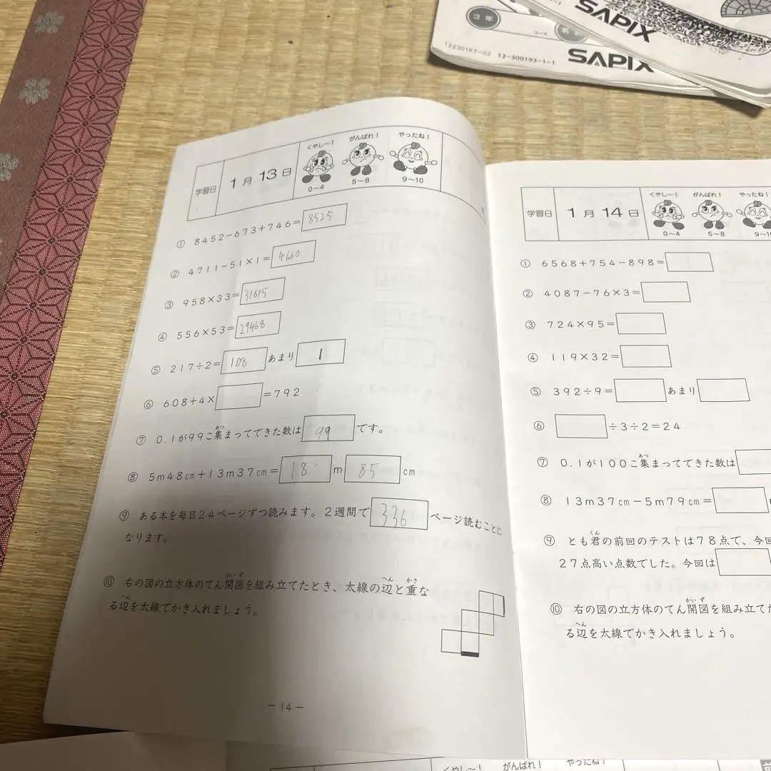 書き込みほぼ無　サピックス3年　算数基礎力トレーニング　11か月分　2017年 書き込みほぼ無サピックス3年算数基礎力トレーニング11か月分2017年