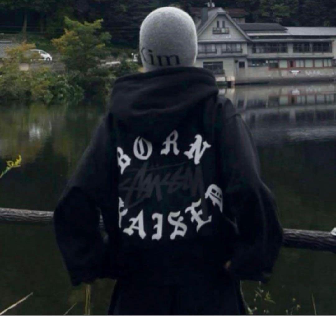 STUSSY BORN X RAISED LOGO ZIP HOODIE 黒