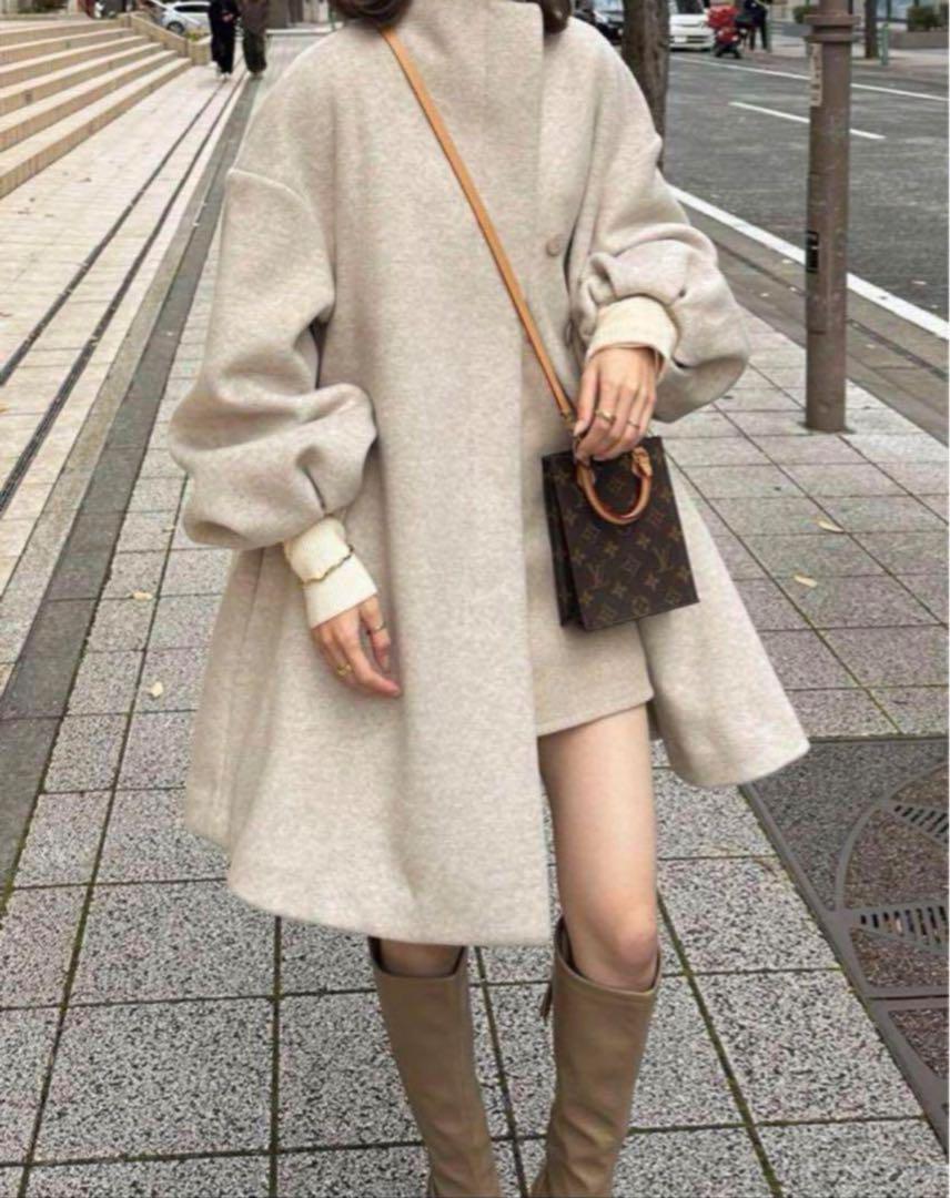 憧れの midi volume standcollar eaphi coat メルカリ - ベルト付き ジャケット・アウター