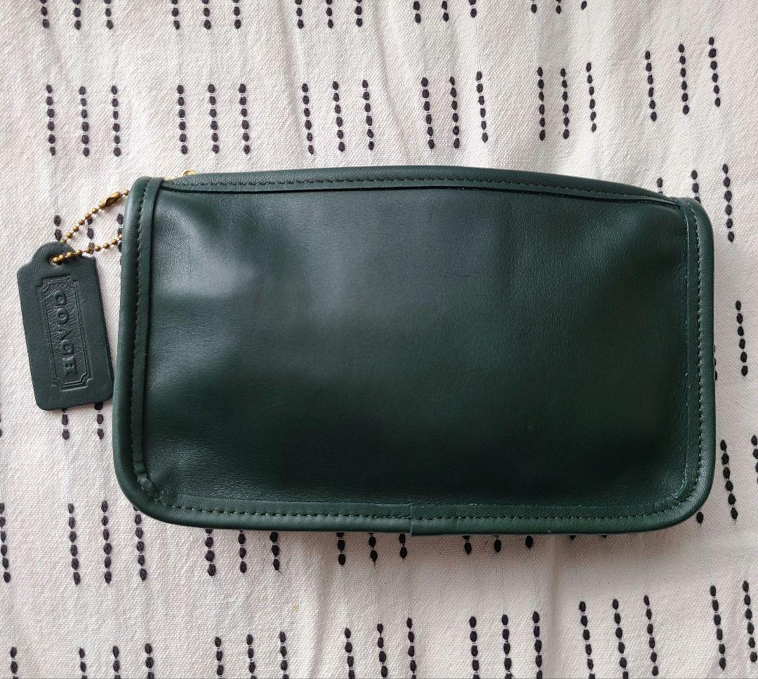 美品 オールドコーチ　COACH ポーチ 濃いグリーン
