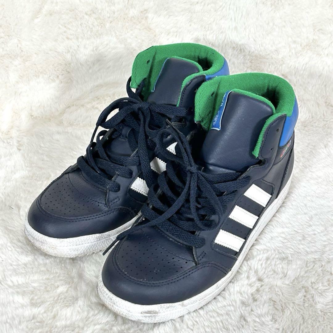 【adidas】アディダス　ハイカット　スニーカー［23］キッズ　ネイビー系