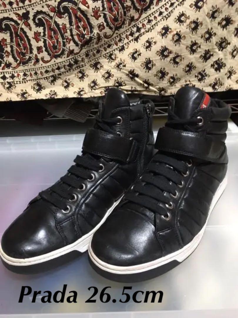 正規店購入品PradaプラダベルクロハイカットスニーカーItalyイタリアミラノ