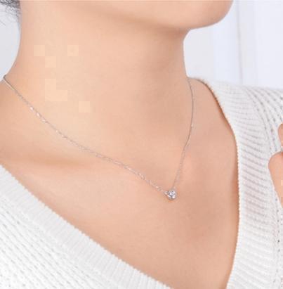 1粒ダイヤネックレス シルバー サージカルステンレス CZ