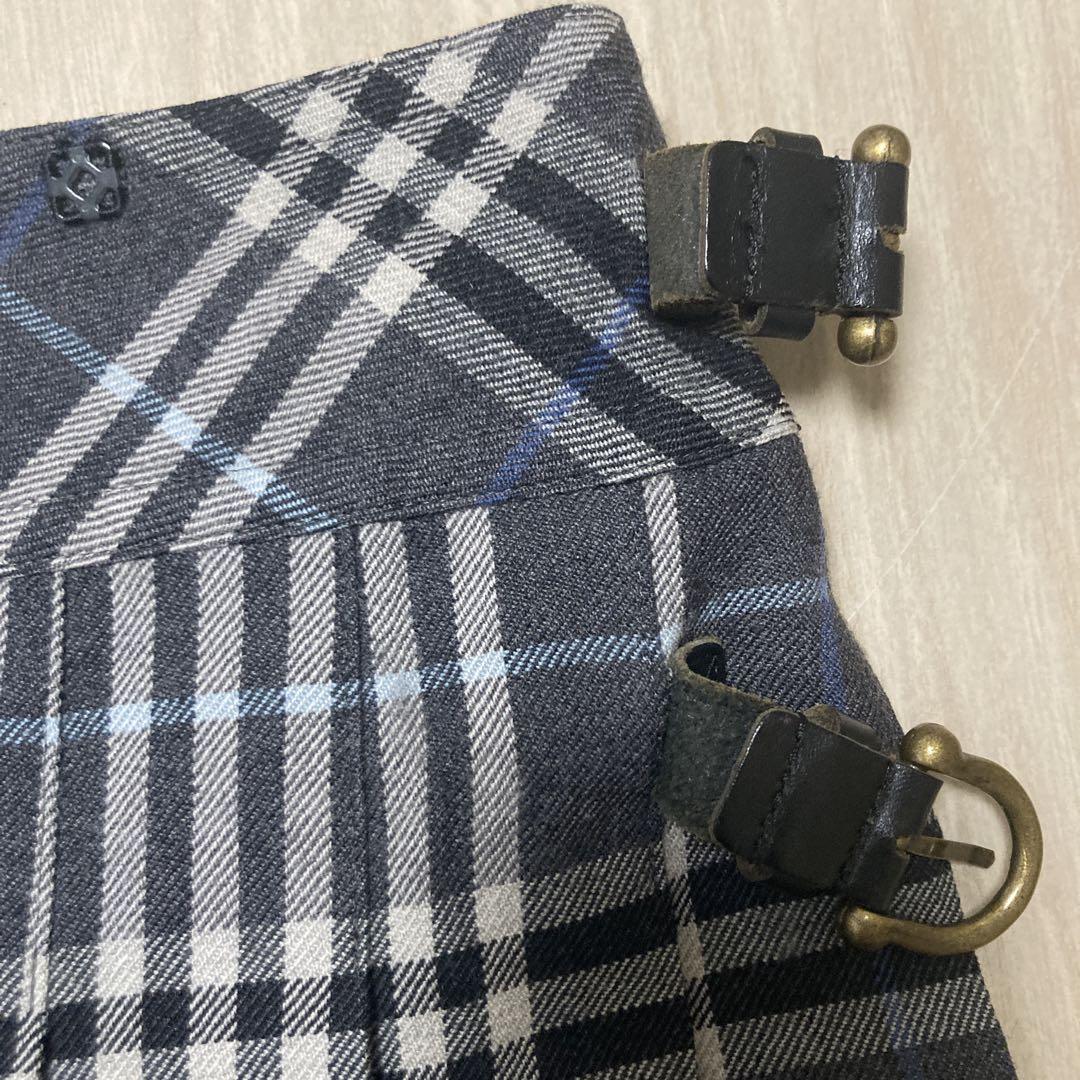BURBERRY BLUE LABEL プリーツ　 巻きスカート　38 革ベルト