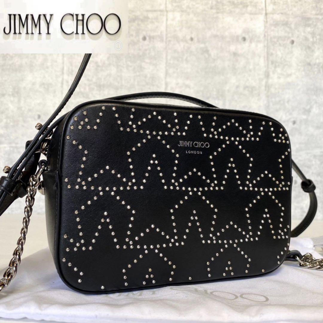 【未使用級】JIMMY CHOO BLACK グラフィックスターショルダーバッグ