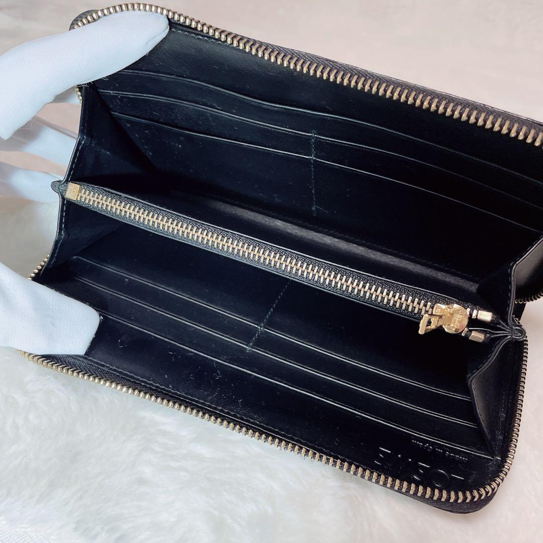 美品 LOEWE ロエベ リピート アナグラム 長財布 ラウンドジップ 本革 黒