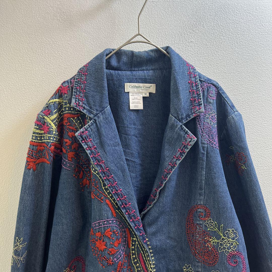 US 90s 00s ヴィンテージ デニムジャケット テーラード アメリカ 刺繍 US 90s 00s ヴィンテージ デニムジャケット テーラード アメリカ