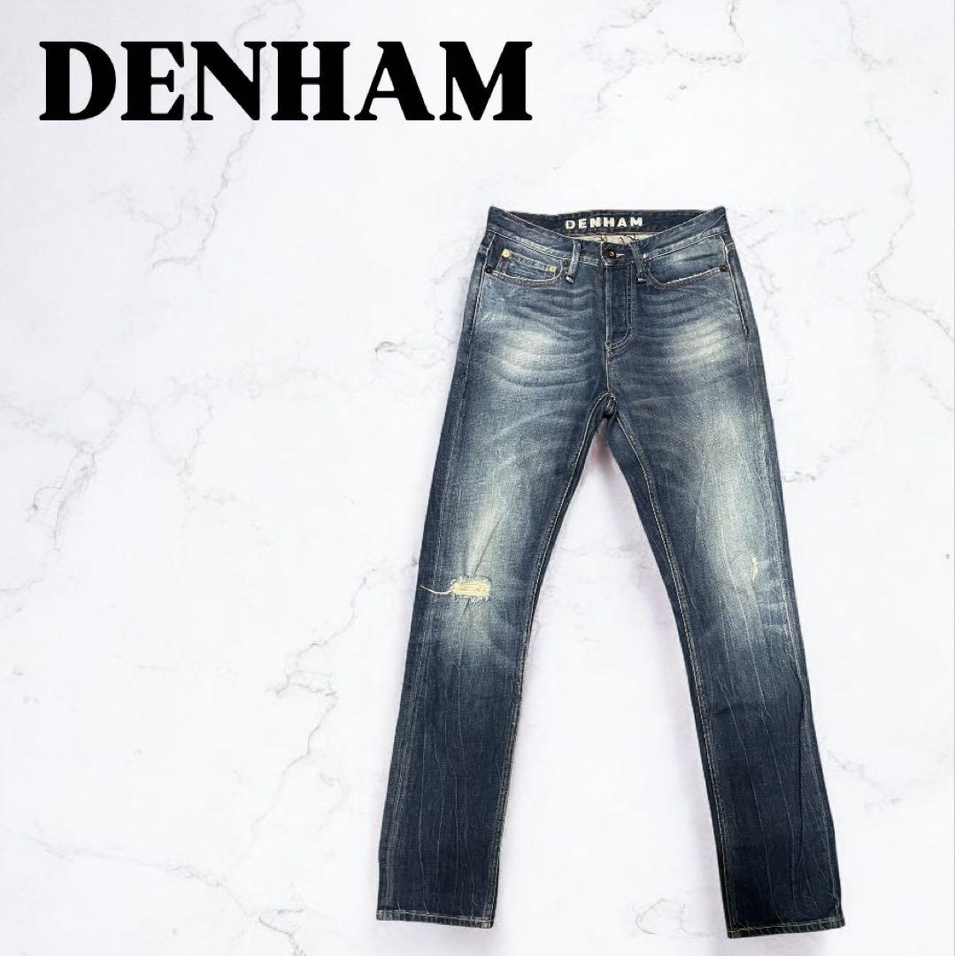 デンハムDENHAM GRADE SLEM SLEM FITダメージ加工デニム 新品未使用】DENHAM ダメージ加工 スリムフィットデニム