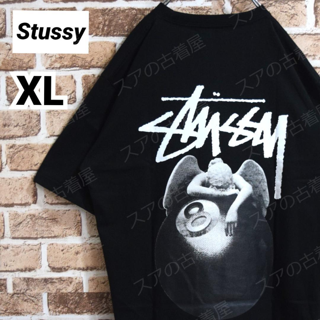 《ステューシー》正規・新品タグ　8ボール&天使　黒　XL　Tシャツ
