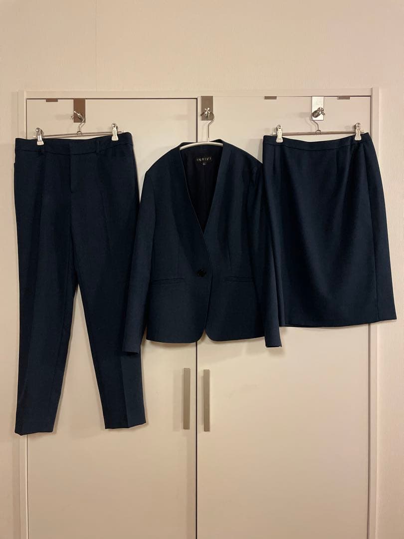 INDIVI サイズ40ネイビー パンツスーツ 3点セットL