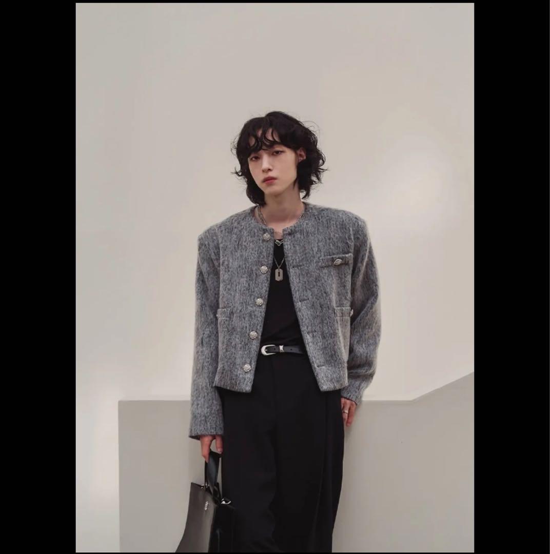 【2plan】Joy button mohair crop jacket