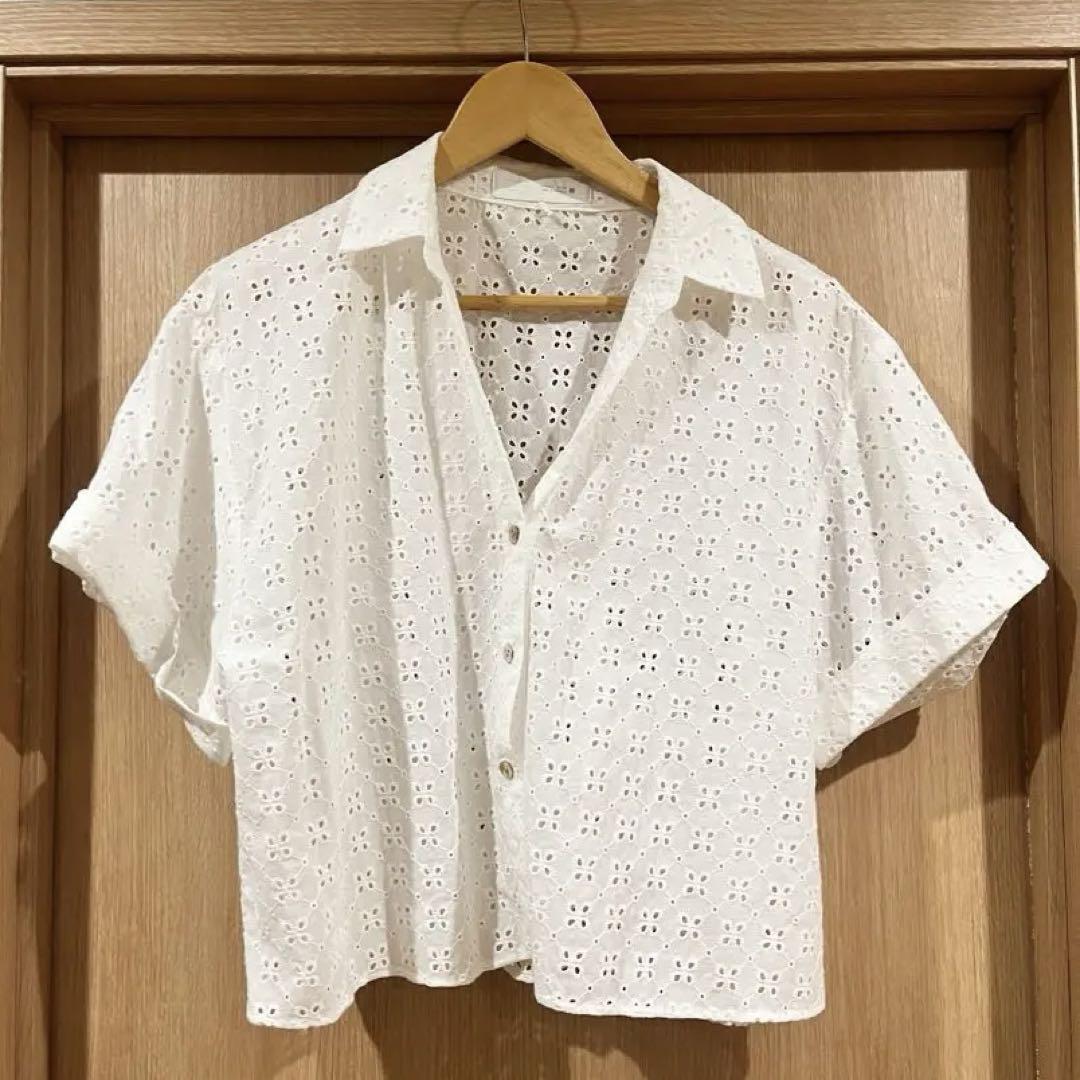 ZARA 刺繍シャツ 半袖 - メルカリ