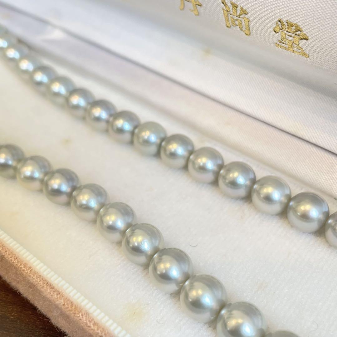 【鑑別】アコヤ真珠 シルバーグレーパール ネックレ8.5mm 約42cm
