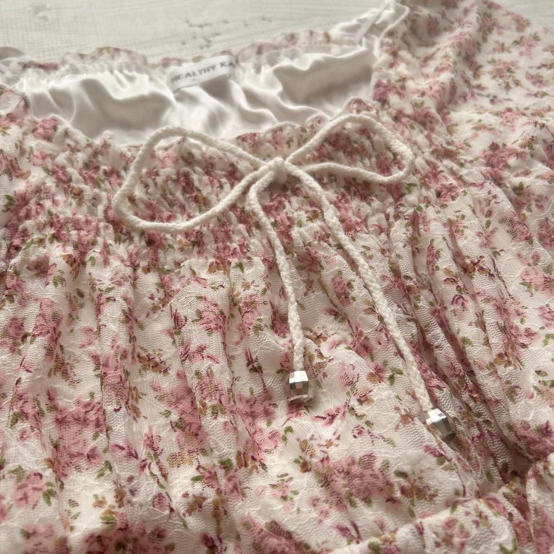 バレエコア コケット 森ガール ロリータ フリル チュニック 花柄 姫ギャル 平成 姫カジ 姫ギャル coquette 森ガールフェアリー 花柄