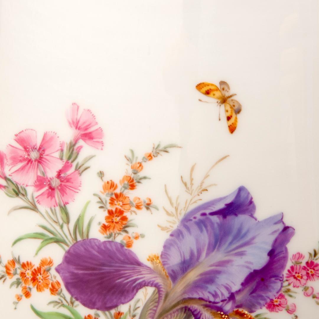 福袋売れ残りセール マイセン 金彩 豪華な花のブーケと蝶の絵付け 自然主義 大型花瓶 マイセン
